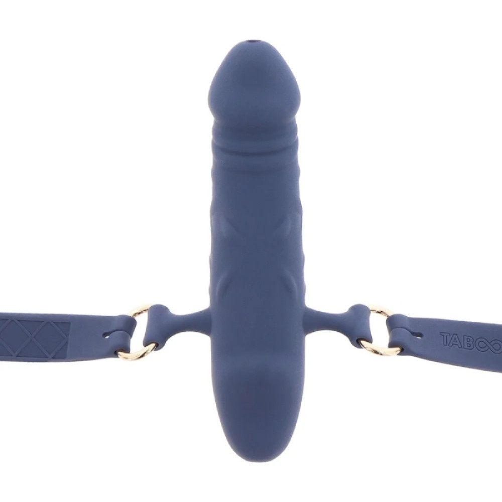  Кляп в виде пениса Taboom Silicone Supreme, силиконовый, синий, 3.5 см (повреждённая упаковка), фото №5 — секс шоп Украина, NO TABOO