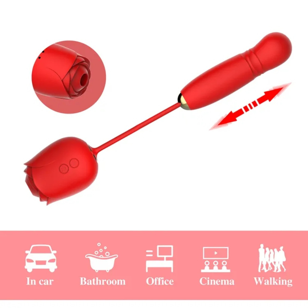 Вакуумный стимулятор клитора в форме розы Every Night Toys с вибратором с фрикциями, красный фото №14 — секс игрушки: Украина, NO TABOO