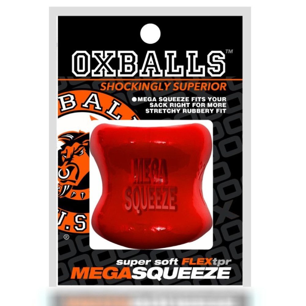 Насадка на мошонку Oxballs Mega-Squeeze красная, 6 х 5 см фото №0 — секс игрушки: Украина, NO TABOO