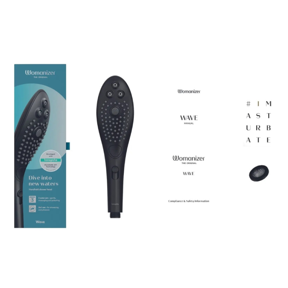 Насадка на душ для мастурбации Womanizer Wave, черная фото №14 — секс игрушки: Украина, NO TABOO