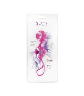 Вагинальные шарики Glamy Cristal Love Balls розовые, 15.5 х 3.5 см - No Taboo