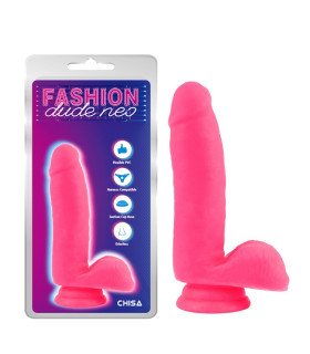 Фаллоимитатор с мошонкой на присоске Chisa Fashion Dude Neo розовый, 17 х 3.9 см - No Taboo