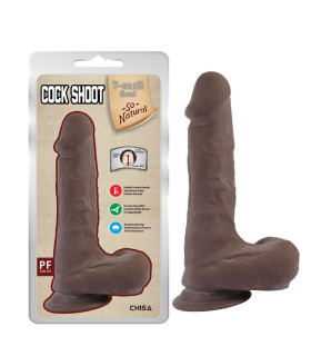 Фаллоимитатор с мошонкой Chisa T-skin ReaL на присоске коричневый, 20 х 4.1 см - No Taboo