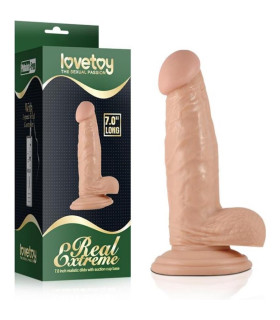 Фаллоимитатор с мошонкой Lovetoy Real Extreme на присоске бежевый, 16.5 х 4 см - No Taboo
