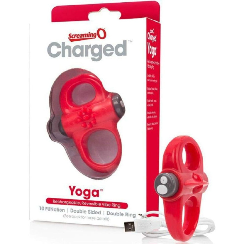 Двойное эрекционное виброкольцо Charged Yoga красное, 19 х 4.5 см фото №2 — секс игрушки: Украина, NO TABOO