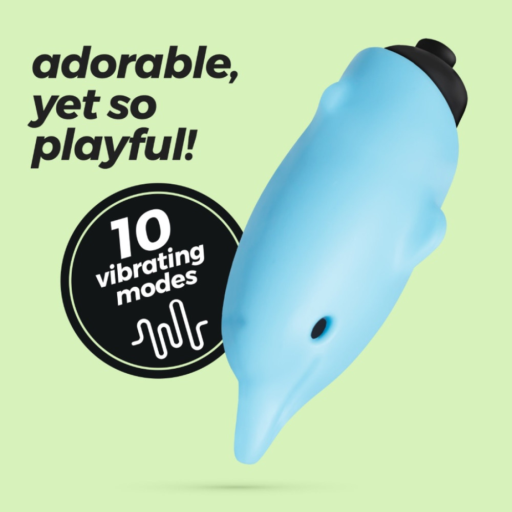 Мини-вибратор Crushios Dolphin з 10 скоростями, голубой, 7.5 х 2.6 см фото №7 — секс игрушки: Украина, NO TABOO
