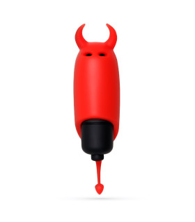 Мини-вибратор вибропуля с насадкой Crushios O-Pet Devil красного цвета, 9.2 х 2.5 см - No Taboo