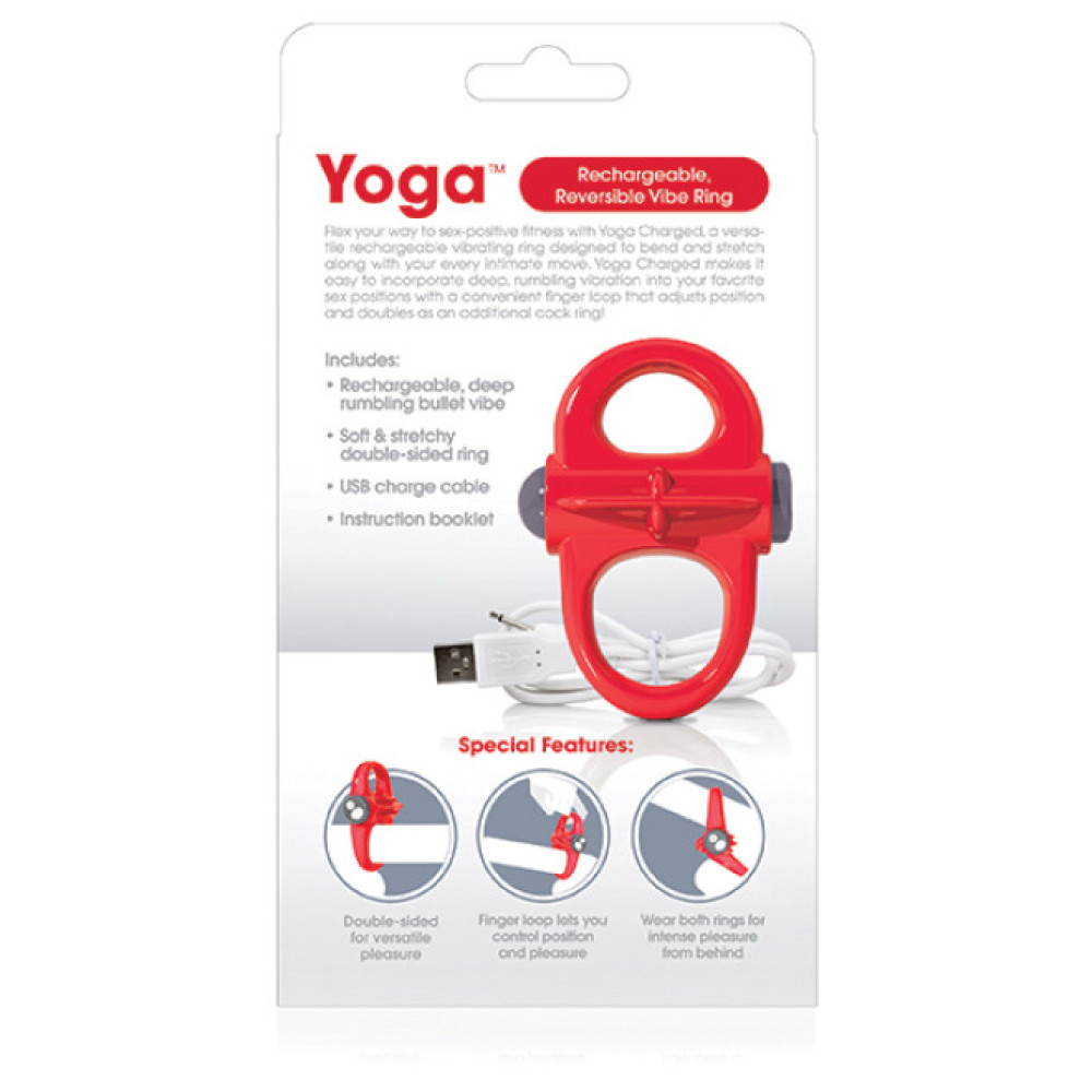 Двойное эрекционное виброкольцо Charged Yoga красное, 19 х 4.5 см фото №3 — секс игрушки: Украина, NO TABOO