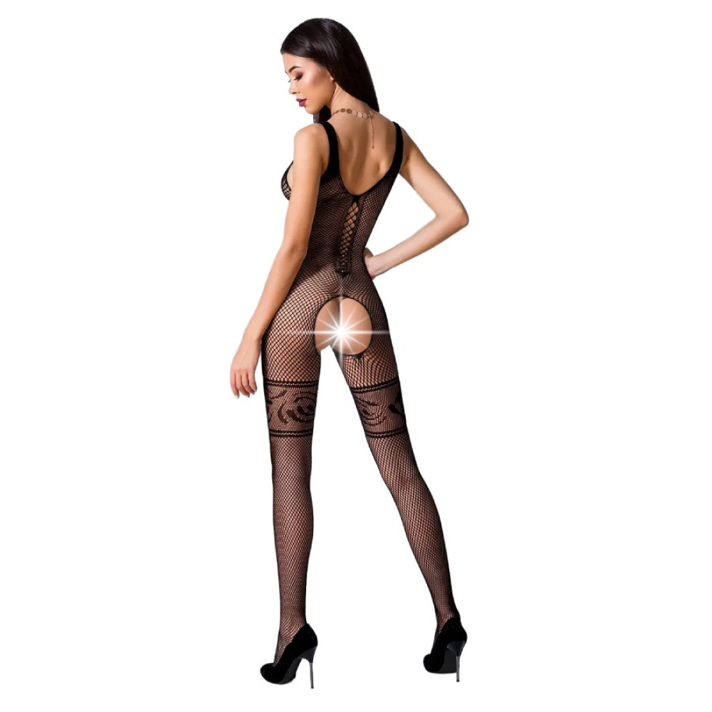 Комбинезон Passion BS069, с интимным вырезом, черный, One size, фото №2 — секс шоп Украина, NO TABOO