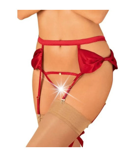 Сексуальный пояс для чулок со стрингами S/M Rubines Obsessive, красный - No Taboo