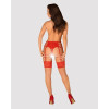 Сексуальные трусики Obsessive Rediosa, L/XL, кружевные, с интимным вырезом, с пажами для чулок, красные, фото №4 — секс шоп Украина, NO TABOO