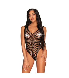 Сексуальне боді з перфорацією Obsessive чорне, XL/XXL - No Taboo