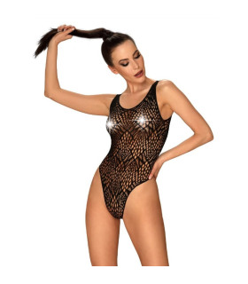 Эротичный боди Obsessive B127 XL/XXL, с вырезами, черное - No Taboo