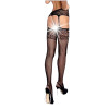 Эротические чулки с поясом Obsessive S500, S/M/L, в мелкую сетку, с кружевным верхом, черные , фото №2 — секс шоп Украина, NO TABOO