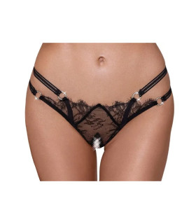 Трусики сексуальные с открытой интимной зоной S/M Cottelli, черные - No Taboo