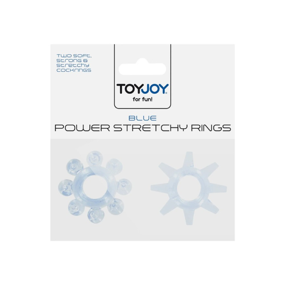 Эрекционные кольца Toy Joy Power Stretchy Rings голубые, 2 шт фото №2 — секс игрушки: Украина, NO TABOO