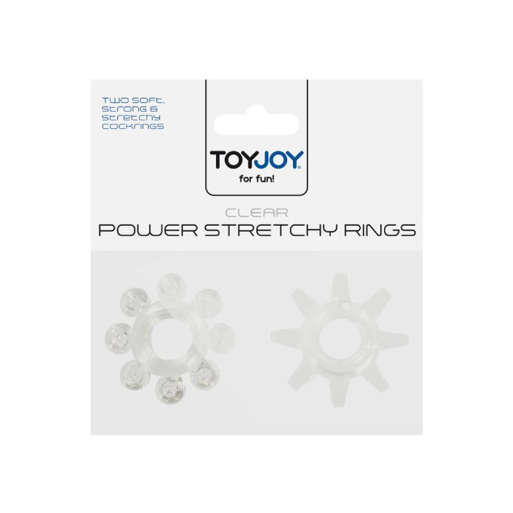 Эрекционные кольца Toy Joy Power Stretchy Rings прозрачные, 2 шт фото №2 — секс игрушки: Украина, NO TABOO