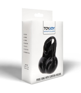 Эрекционное кольцо Toy Joy Manpower с мешочком для мошонки, черное, 10.5 х 4.5 см - No Taboo