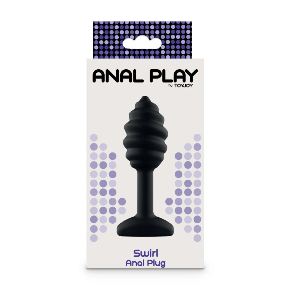 Анальная пробка Toy Joy Swirl черная, 9.2 х 1.8 см фото №2 — секс игрушки: Украина, NO TABOO