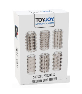 Набор насадок на пенис Toy Joy Manpower серый, 6 шт - No Taboo