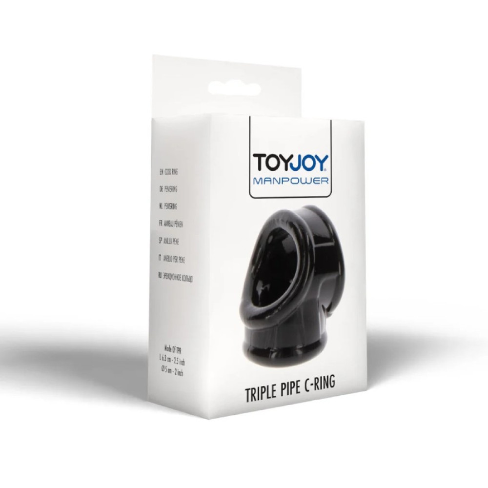 Тройное эрекционное кольцо Toy Joy Triple Pipe черное, 6.3 х 4 см фото №2 — секс игрушки: Украина, NO TABOO