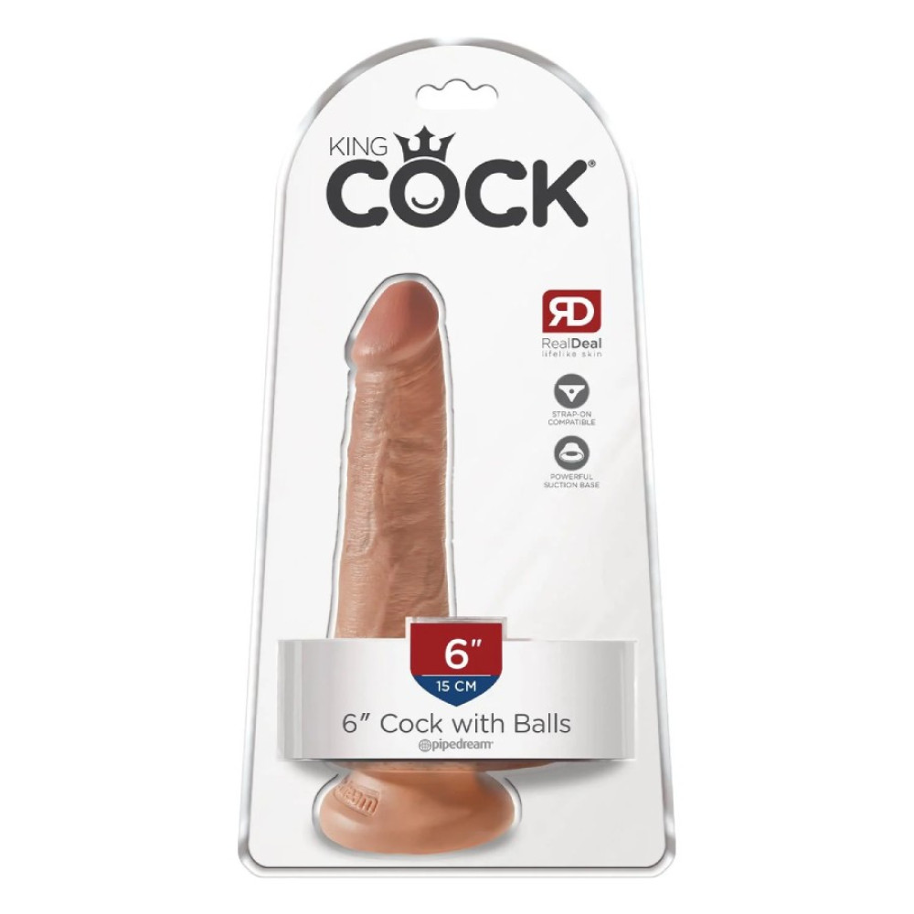Фаллоимитатор реалистичный Pipedream King Cock на присоске, бежевый, 15.2 х 3.8 см фото №0 — секс игрушки: Украина, NO TABOO