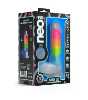 Фаллоимитатор реалистичный Blush Rainbow Rave светящийся в темноте, разноцветный, 16.5 х 3.2 см - No Taboo