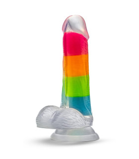 Фаллоимитатор реалистичный Blush Rainbow Rave светящийся в темноте, разноцветный, 16.5 х 3.2 см - No Taboo