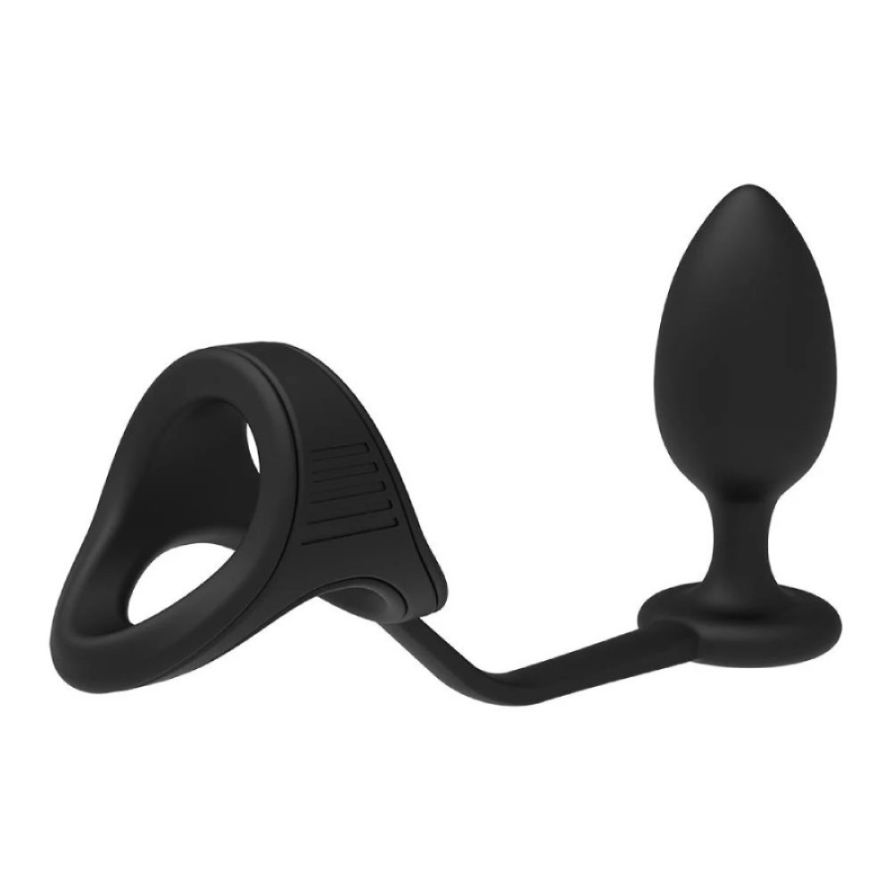 Анальная пробка с эрекционным кольцом Dreamtoys Ramrod черная, 10 х 3.8 см фото №0 — секс игрушки: Украина, NO TABOO