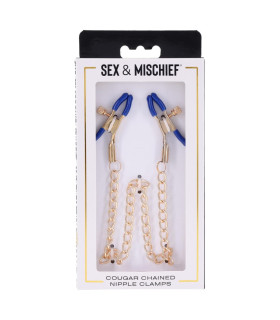 Зажимы для сосков Sex & Mischief Cougar Chained с цепочкой, 33 см - No Taboo