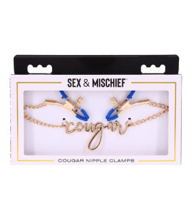 Зажимы для сосков Sex & Mischief Cougar Chained с цепочкой, 42 см - No Taboo