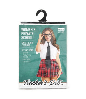 Костюм сексуальной студентки Teacher's Pet в клеточку, 4 предмета, One Size - No Taboo