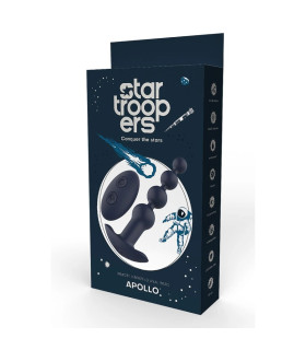 Анальная елочка с вибрацией Dream Тоуѕ Startroopers Apollo с пультом, черная, 21 х 3.9 см - No Taboo