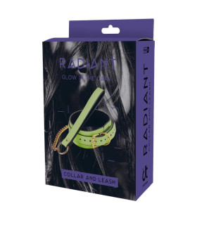 Ошейник с поводком Dreamtoys светящийся в темноте, зеленый, 105 см - No Taboo
