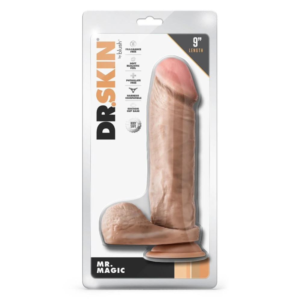 Фаллоимитатор реалистичный Blush Dr. Skin на присоске, бежевый, 22.8 х 5 см фото №3 — секс игрушки: Украина, NO TABOO