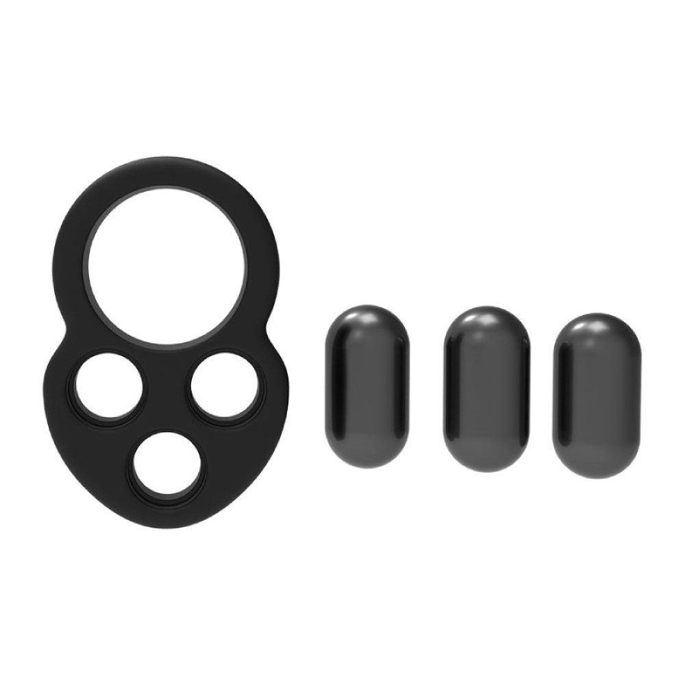 Эрекционное кольцо Dream Toys Ramrod с тремя утяжелителями, черное, 7.5 х 3.3 см фото №3 — секс игрушки: Украина, NO TABOO