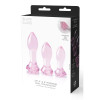 Набор анальных пробок Dreamtoys Rosebud стеклянный, розовый, 3 шт фото №2 — секс игрушки: Украина, NO TABOO