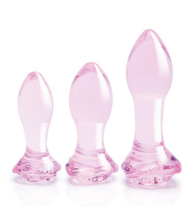 Набор анальных пробок Dreamtoys Rosebud стеклянный, розовый, 3 шт - No Taboo