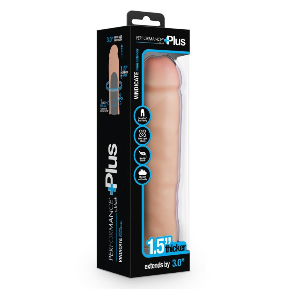 Насадка на пенис реалистичная Blush Performance Plus бежевая, 21.6 х 5 см фото №2 — секс игрушки: Украина, NO TABOO