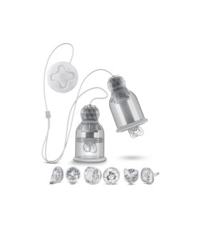 Вакуумные помпы для сосков Blush Temptasia Titilator с массажерами, прозрачные, 11 х 6.6 см - No Taboo
