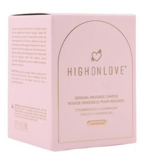 Массажная свеча HighOnLove, 220 мл, с ароматом клубники и шампанского, розовая - No Taboo