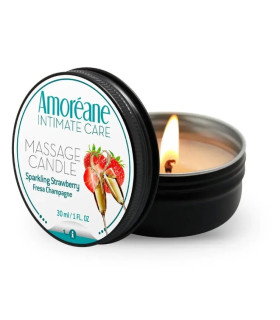 Массажная свеча Amoreane, 30 мл, с ароматом клубники Sparkling Strawberry - No Taboo