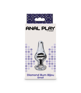 Анальная пробка Toy Joy Diamond Bum Bijou S с кристаллом, серебристая, 9.2 х 3 см - No Taboo