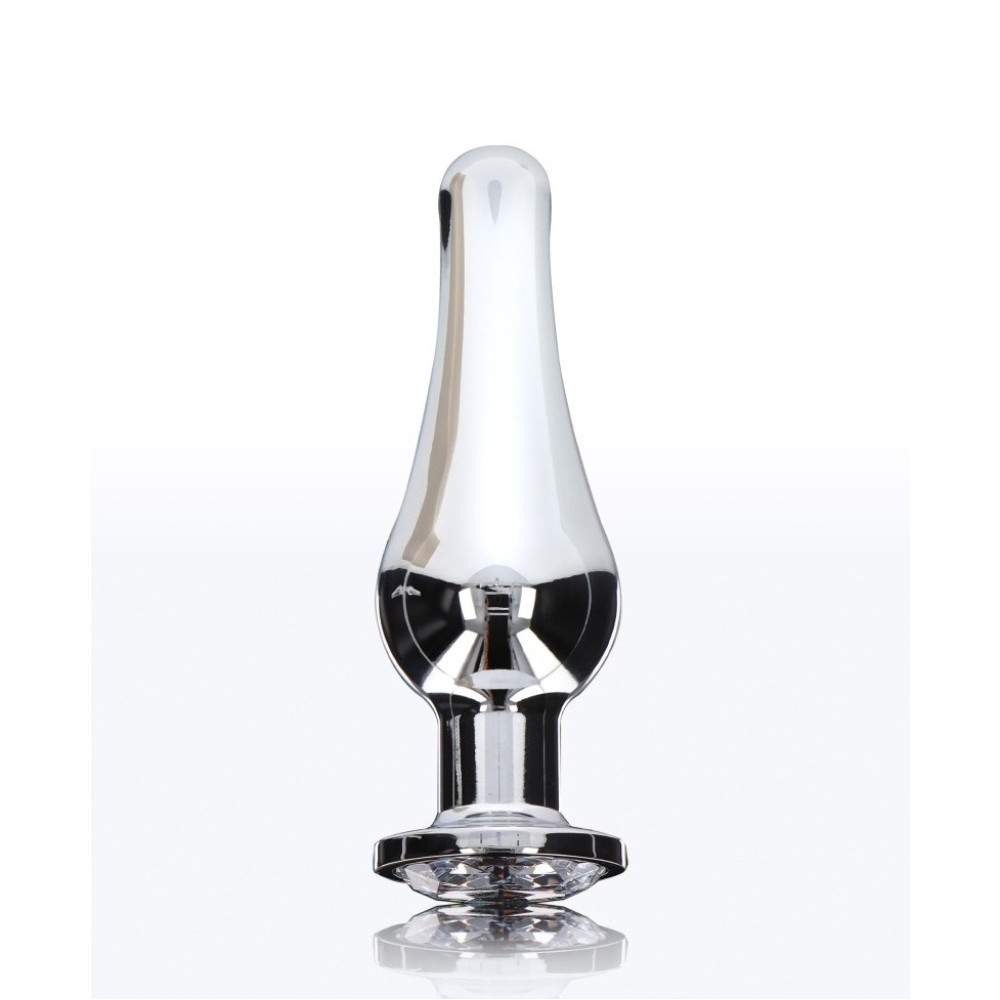 Анальная пробка Toy Joy Diamond Bum Bijou S с кристаллом, серебристая, 9.2 х 3 см фото №3 — секс игрушки: Украина, NO TABOO