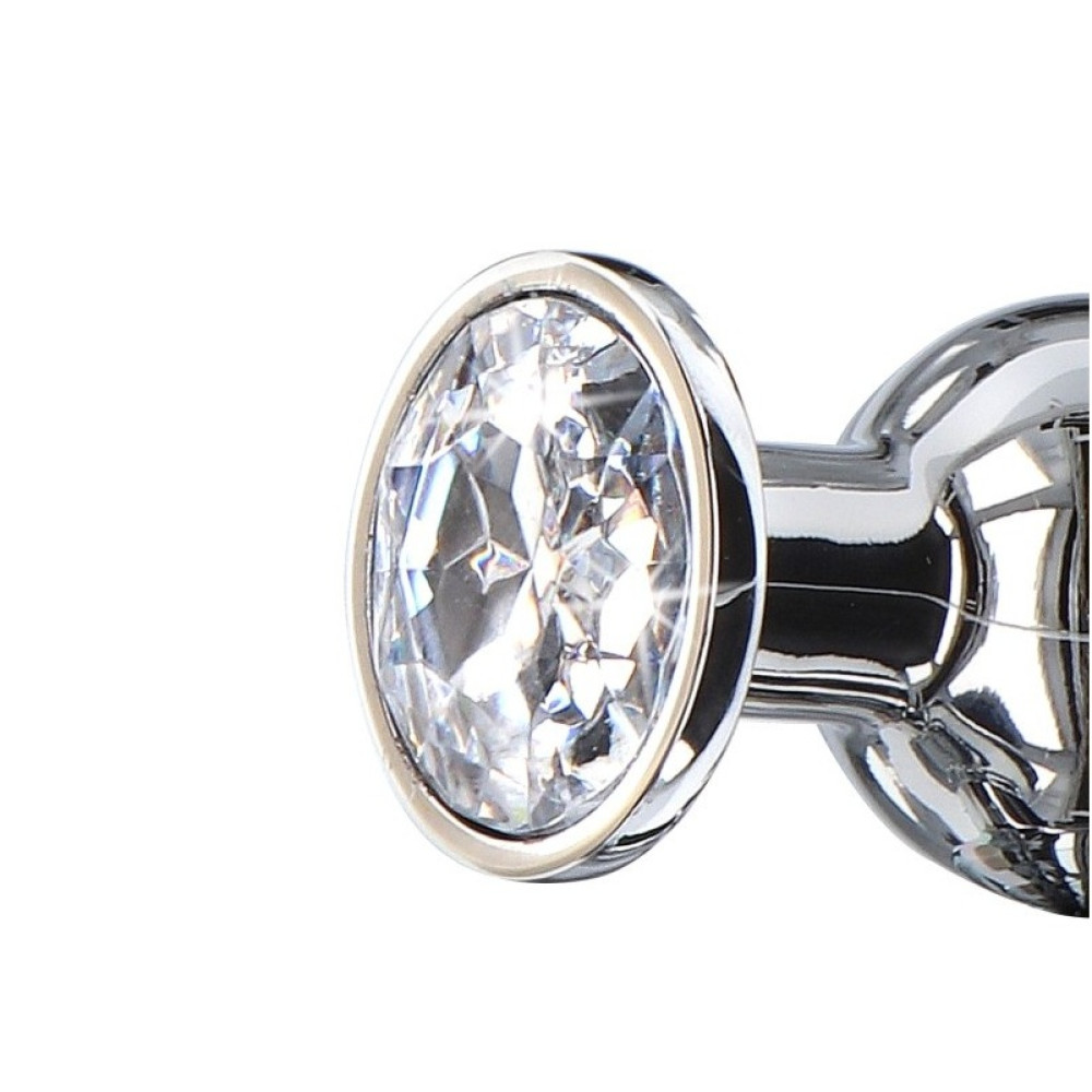 Анальная пробка Toy Joy Diamond Bum Bijou S с кристаллом, серебристая, 9.2 х 3 см фото №4 — секс игрушки: Украина, NO TABOO
