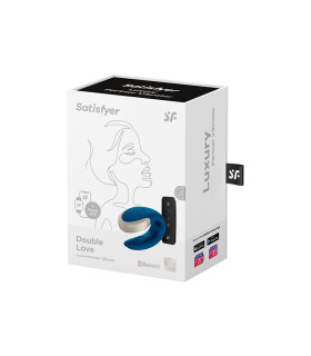 Вибратор для пар Satisfyer Double Love с приложением и пультом, голубой, 8.6 х 4.2 см - No Taboo