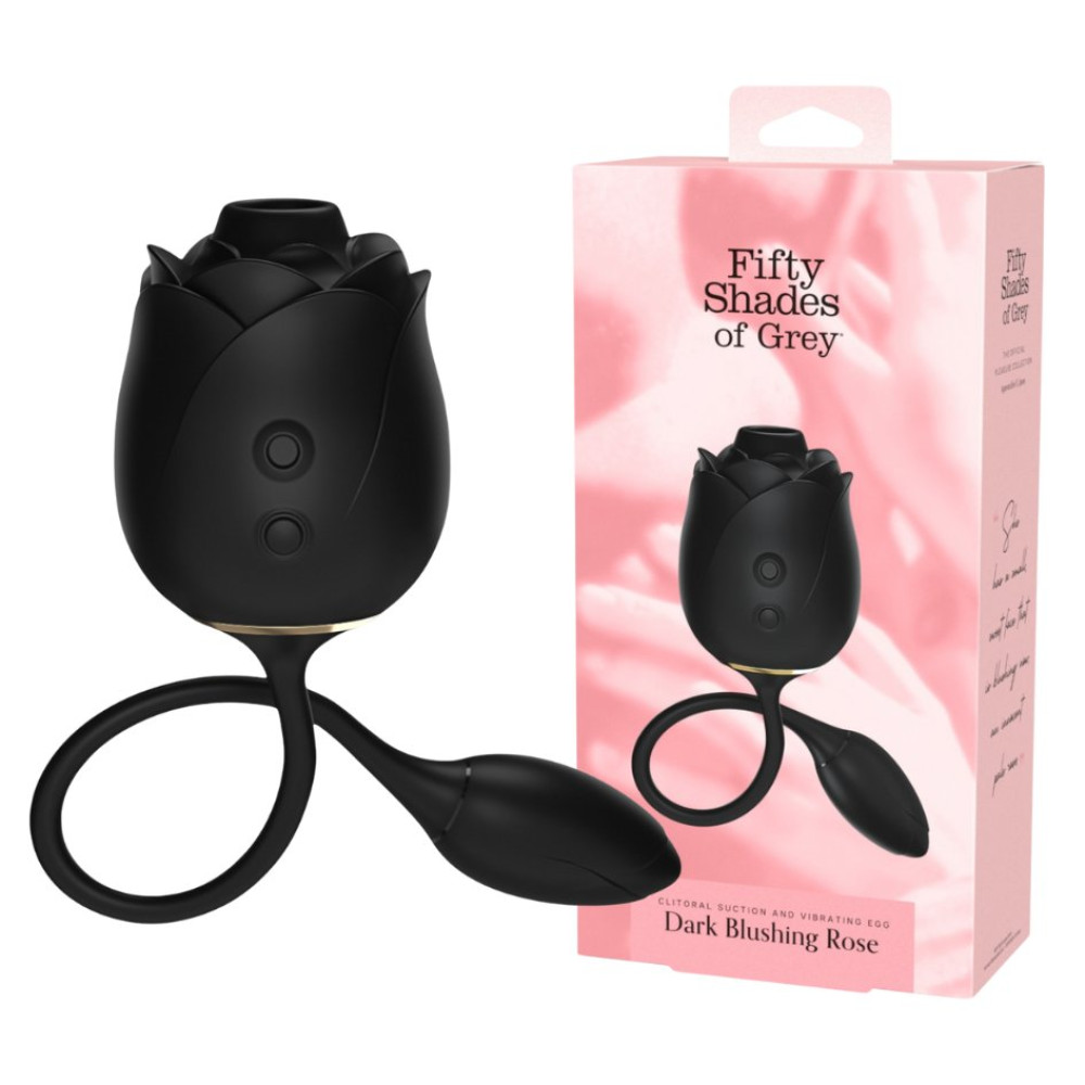 Вакуумный стимулятор клитора Fifty Shades of Grey Dark Rose с виброяйцом, черный, 33 х 2.7 см фото №0 — секс игрушки: Украина, NO TABOO