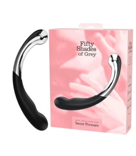 Фалоімітатор двосторонній Fifty Shades of Grey Sweet Pressure сріблясто-чорний, 21.5 см - No Taboo