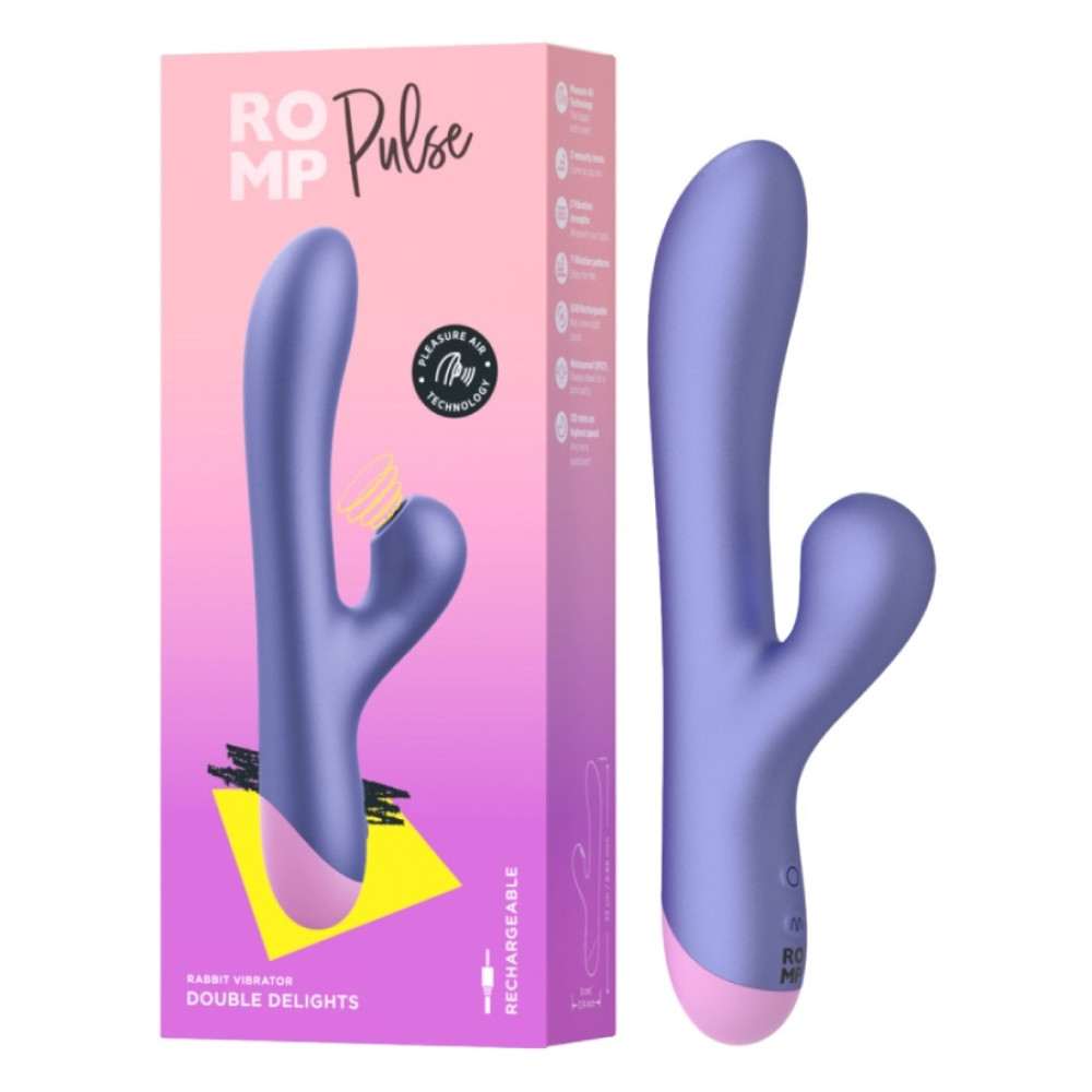 Вибратор-кролик ROMP Pulse с вакуумной стимуляцией, фиолетовый, 20 х 4.8 см фото №0 — секс игрушки: Украина, NO TABOO