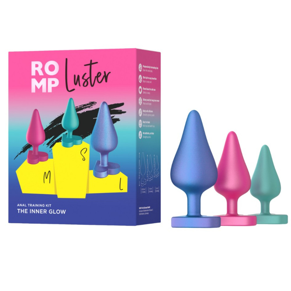 Набор анальных пробок ROMP Luster разноцветный, 3 шт фото №0 — секс игрушки: Украина, NO TABOO